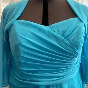 David’s Bridal Dress & Matching Bolero Aqua size 24 EUC *Worn Once*